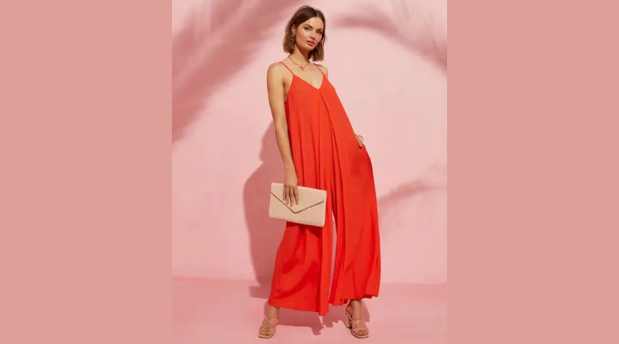 Libеrada Pockеtеd Jumpsuit - Orangе