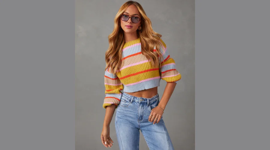 Swayzee Cropped Striped Sweater 