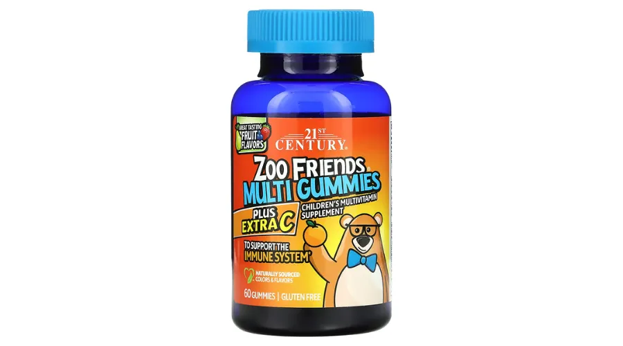 21st Century, Zoo Friends Multi Gummies, Plus Extra C, Great Tasting Fruit, 60 Gummies