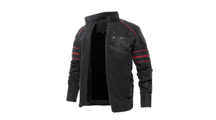 Men's Zip Up Pu Leather Bomber Jacket